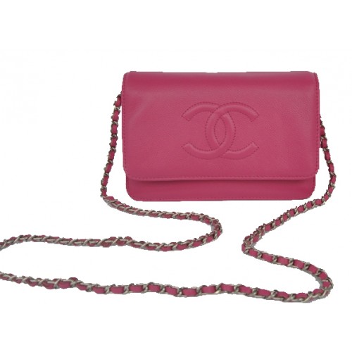 Chanel Flap Umhängetasche Rose Kalbsleder CHA33817 Silber