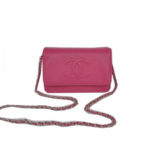 Chanel Flap Umhängetasche Rose Kalbsleder CHA33818 Silber