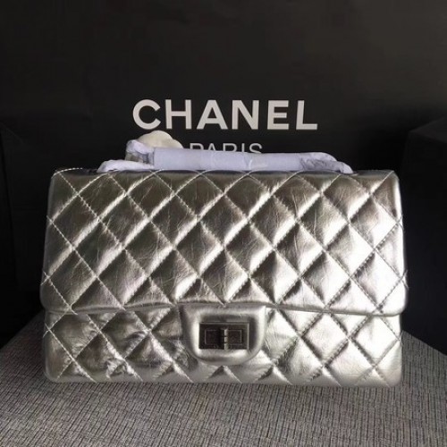 Chanel Flap Umhängetasche Silber Original Kalbsleder 277 Silber