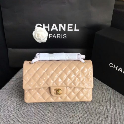 Chanel Umhängetaschen Camel Original Lackleder CF1112 Gold