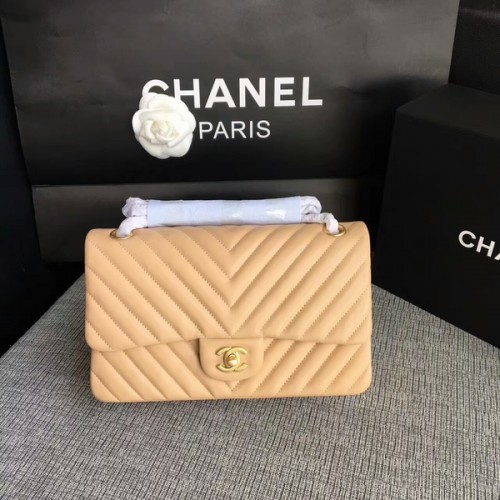 Chanel Umhängetaschen Camel Original Schaffell CF1112 Gold