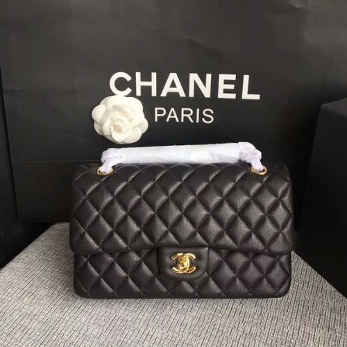 Chanel Flap Umhängetaschen Original Hirschleder CF1112 Schwarz