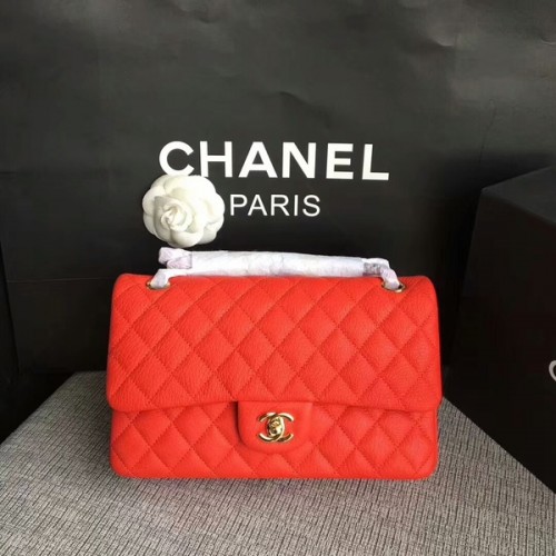 Chanel Flap Umhängetaschen Original Hirschleder CF1112 Rot