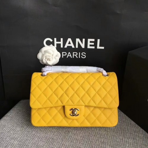 Chanel Flap Umhängetaschen Original Hirschleder CF1112 Gelb