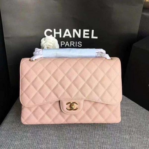 Chanel Flap Umhängetaschen Pink Original Kalbsleder CF1113 Gold