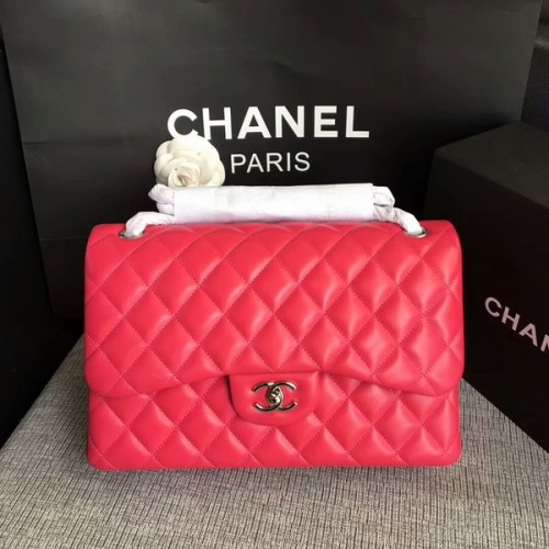 Chanel Flap Umhängetaschen Pink Original Lammnappa Leder CF1113 Silber