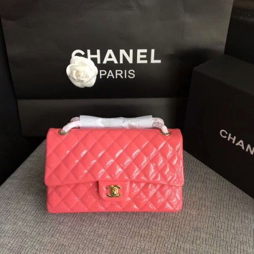 Chanel Flap Schultertasche Pink Original Lackleder CF1112 Gold