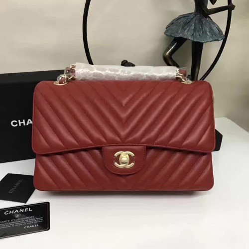 Chanel Flap Umhängetaschen Rotes Schafsleder A1112 Glod