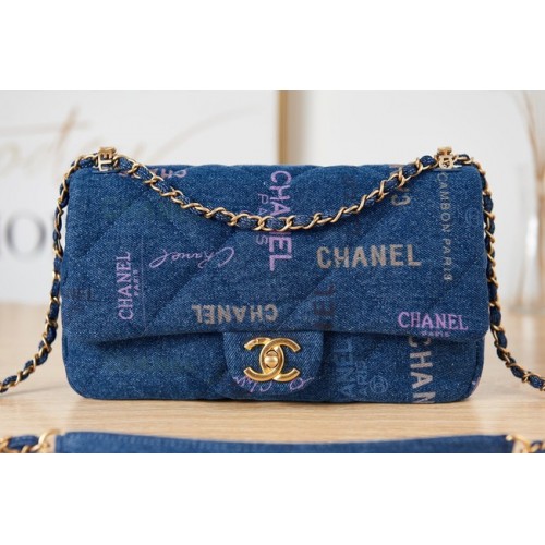 Chanel Flap Denim Umhängetasche AS3135 blau
