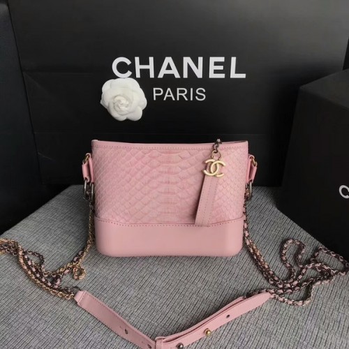 Chanel Gabrielle Mini Umhängetasche Original Pythonleder 8122A Rosa