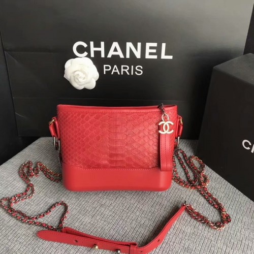 Chanel Gabrielle Mini Umhängetasche Original Pythonleder 8122A Rot