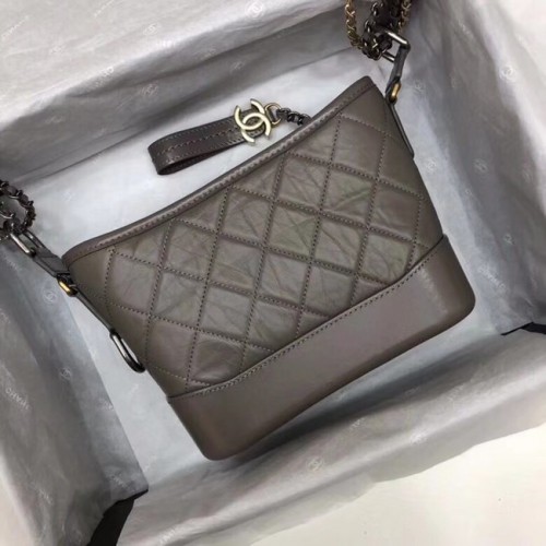 Chanel Gabrielle Original Kalbsleder Umhängetasche 93841 grau
