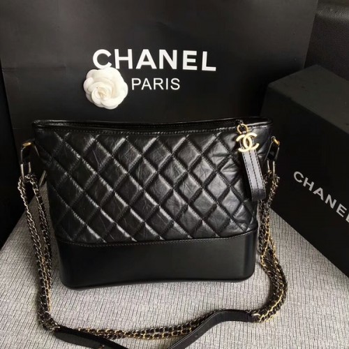 Chanel Gabrielle Umhängetasche Original Kalbsleder A93842 Schwarz