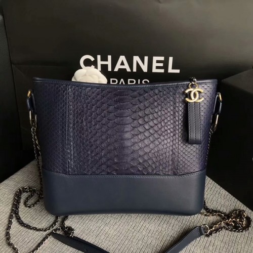 Chanel Gabrielle Umhängetasche Original Pythonleder A93842 Blau