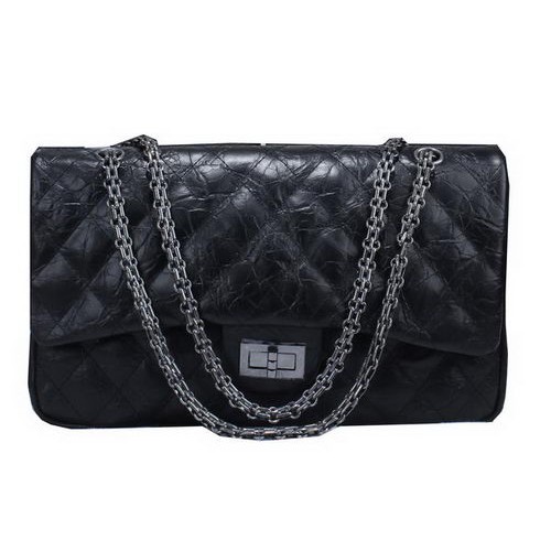 Chanel Glazed Cracked Leather Classic Flap Bag A30225 Schwarz