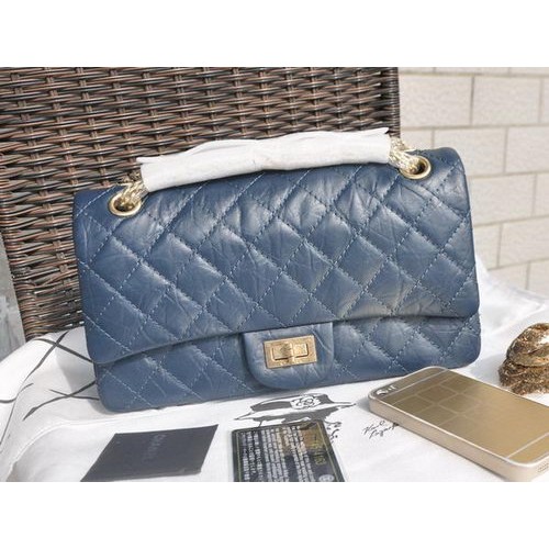 Chanel Glazed Cracked Leather Classic Flap Bag A30225 Royal