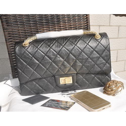 Chanel Glazed Cracked Leather Classic Flap Bag A30227 Schwarz
