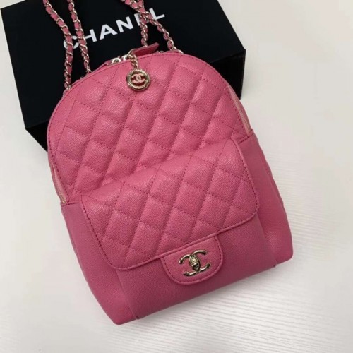 Chanel Rucksack aus genarbtem Kalbsleder in goldfarbenem Metall AS0004 Rose