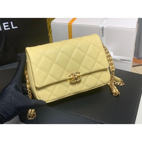 Chanel Schultertasche aus genarbtem Kalbsleder AS3103 GELB