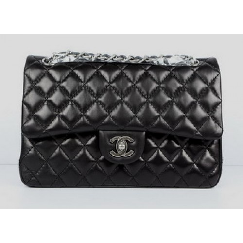 Chanel 2.55 Quilted Flap Handtasche A1112 Schwarz mit silberner Hardware