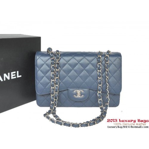 Chanel Jumbo A36076 Blue Classic Cannage Patterns Flap Bag