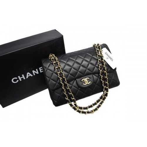 Chanel Jumbo Double Flaps Bag Schwarz Original Lammleder A36097 Gold