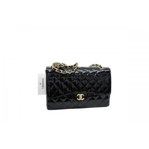 Chanel Jumbo Double Flaps Bag Schwarz Original Lackleder A36097 Gold