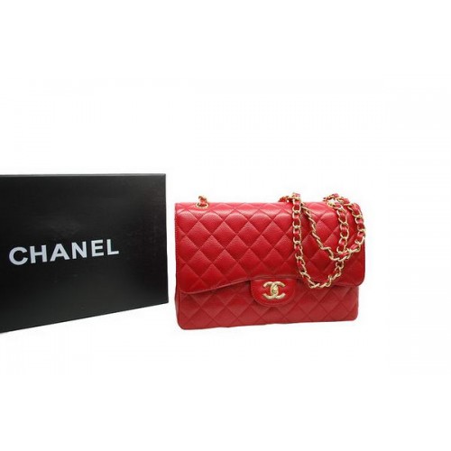 Chanel Jumbo Double Flaps Bag Rot Original Kaviarleder A36097 Gold