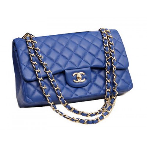 Chanel Jumbo Doppelklappen Taschen Original Lammleder A36097 Blau
