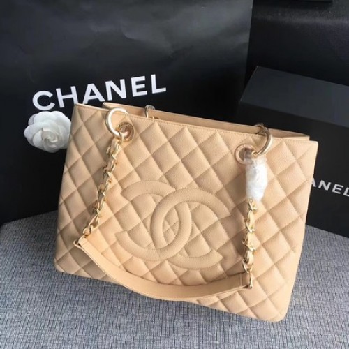 Chanel LE Boy Grand Einkaufstasche GST Apricot Cannage Muster A50995 Gold