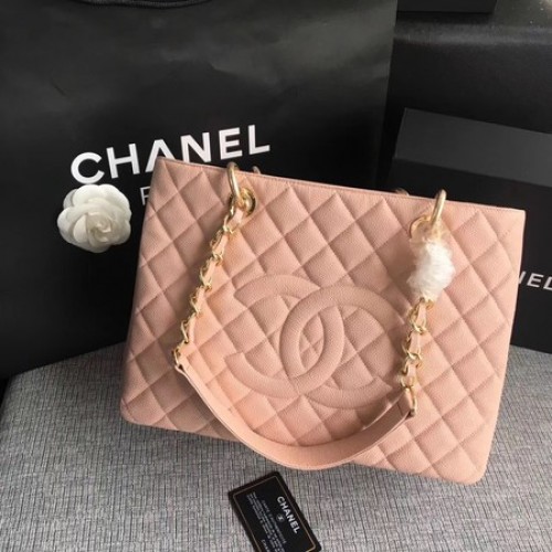 Chanel LE Boy Grand Einkaufstasche GST Pink Cannage Muster A50995 Gold