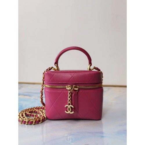 Chanel Lammleder Kristall Kalbsleder Goldfarbenes Metall AS1889 Rose