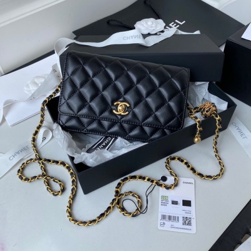 Chanel Lammleder Flap Umhängetasche AP1450 schwarz