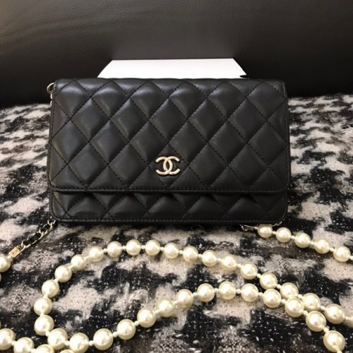 Chanel Schultertasche Lammleder CC33814 schwarz