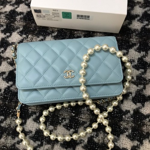 Chanel Lammleder Flap Shoulder Bag CC33814 hellblau