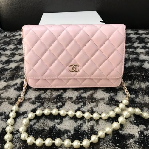 Chanel Schultertasche mit Klappe aus Lammleder CC33814 rosa