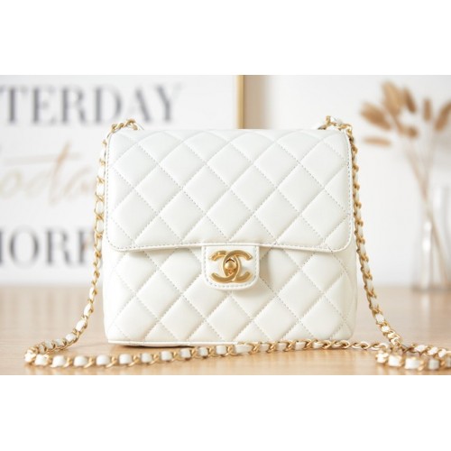 Chanel Lammfell MINI FLAP BAG AS3648 weiß