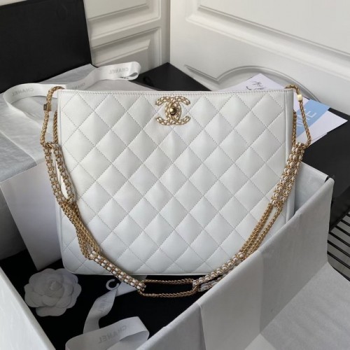 Chanel Lammleder Umhängetasche AS2977 weiß