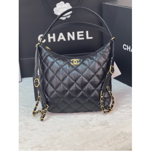 Chanel Lammfell Rucksack AS3487 schwarz