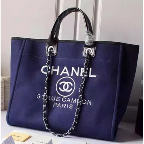 Chanel Large Canvas Tote Einkaufstasche A5002 Blau