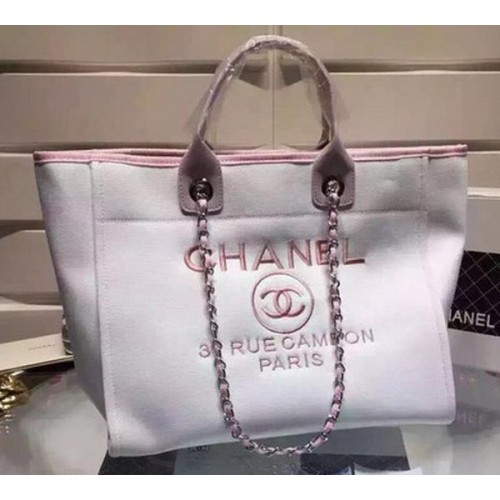 Chanel Large Canvas Tote Einkaufstasche A5002 Hellrosa