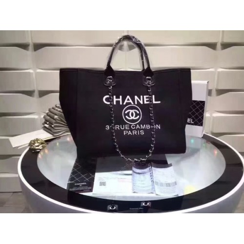 Chanel Large Canvas Tote Einkaufstasche CNA1679 Schwarz