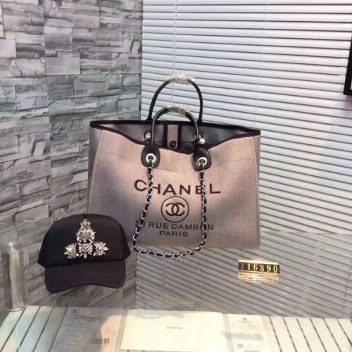 Chanel Large Canvas Tote Einkaufstasche CNA1679 Grau