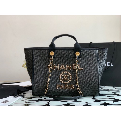 Chanel Large Weave Einkaufstasche A66942 Schwarz