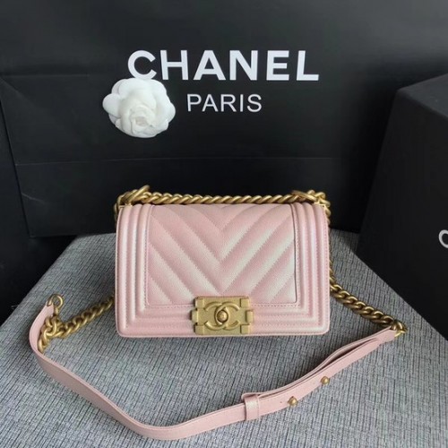 Chanel Le Boy Flap Umhängetasche Original Kaviarleder P67085 Rotgoldschnalle