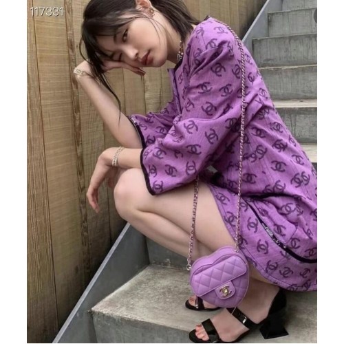 Chanel 2022S Love Heart Original Lammleder Umhängetasche Kette Minitasche AS3191 Lila