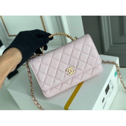 Chanel MINI FLAP BAG CLUTCH MIT KETTE Goldfarbenes Metall 22SS rosa