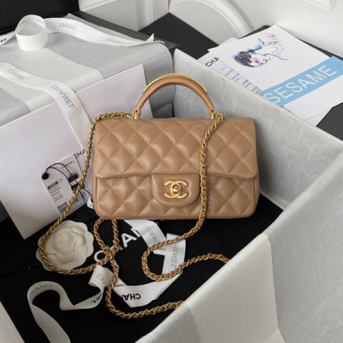 Chanel MINI FLAP BAG MIT TOP GRIFF AS2431 apricot