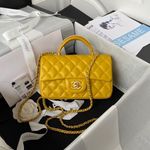 Chanel MINI FLAP BAG MIT OBEREM GRIFF AS2431 gelb