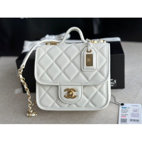 Chanel MINI FLAP BAG MIT TOP GRIFF AS3652 weiß